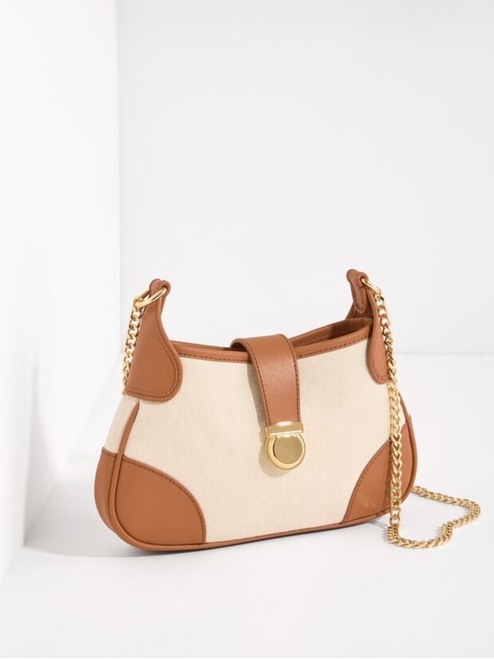 TALBOTS LEATHER CANVAS CROSSBODY BAG